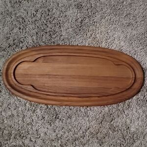 Dansk Teak Natural Wood Oval Serving Tray